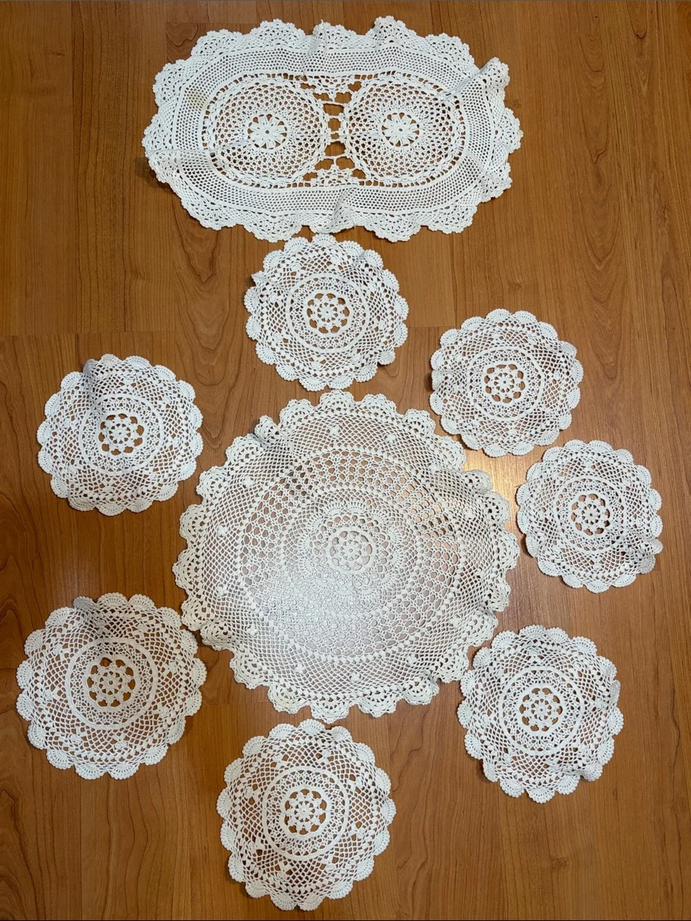 Vintage White Cotton Lace Tea Coaster (9 Pcs) Set